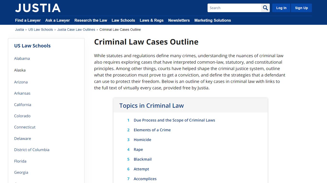 Criminal Law Cases Outline | Justia