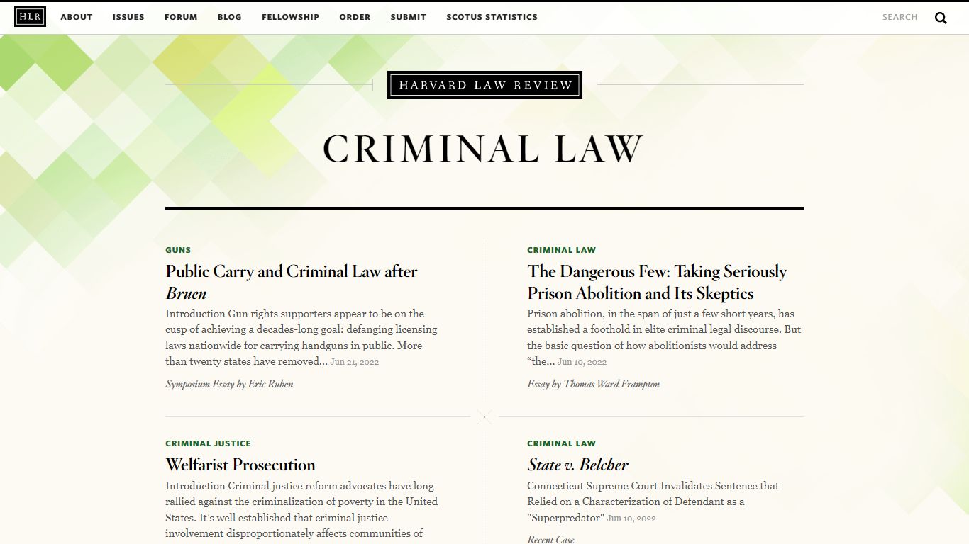 Criminal Law - Harvard Law Review